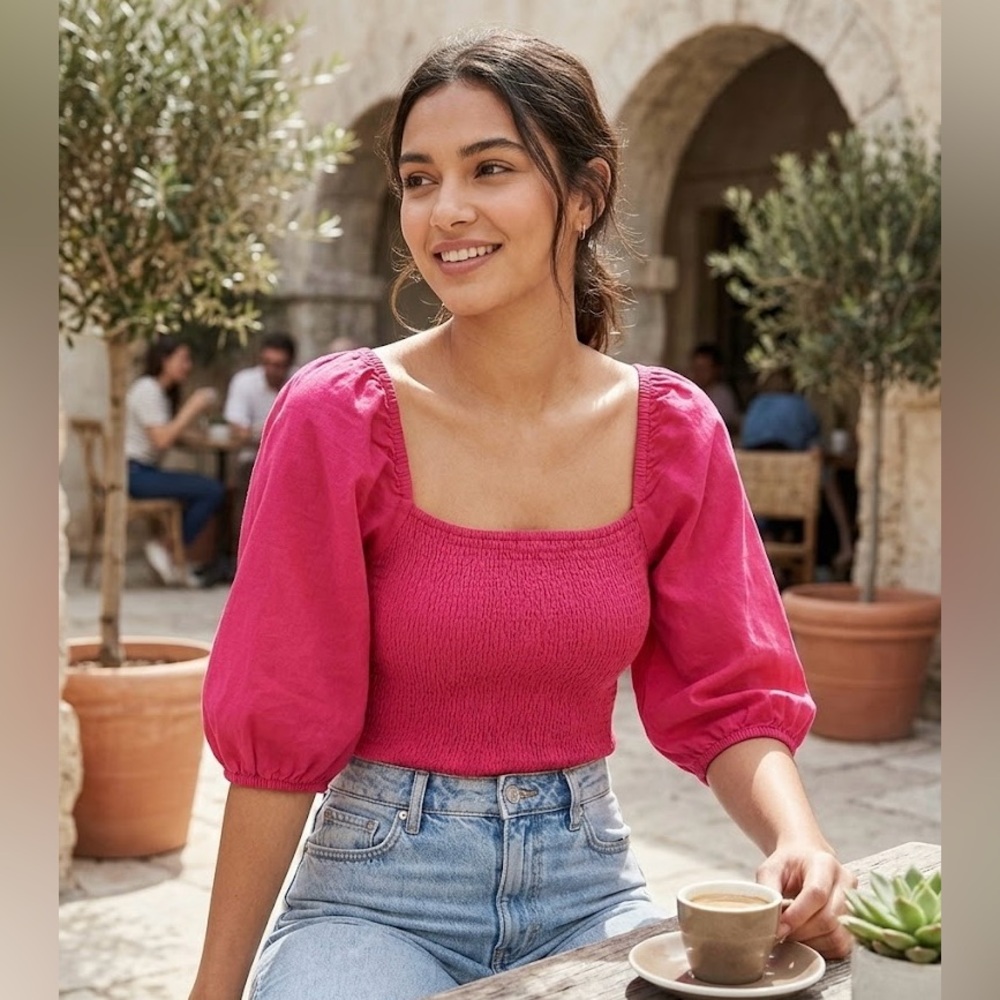 Universal Thread Fuchsia Smocked Blouse